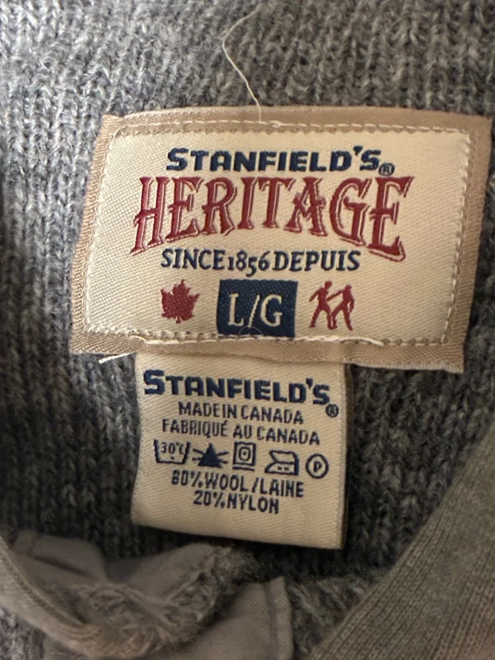 Men's Stanfield's Heritage Onesie Wool/Nylon Size Large NWOT